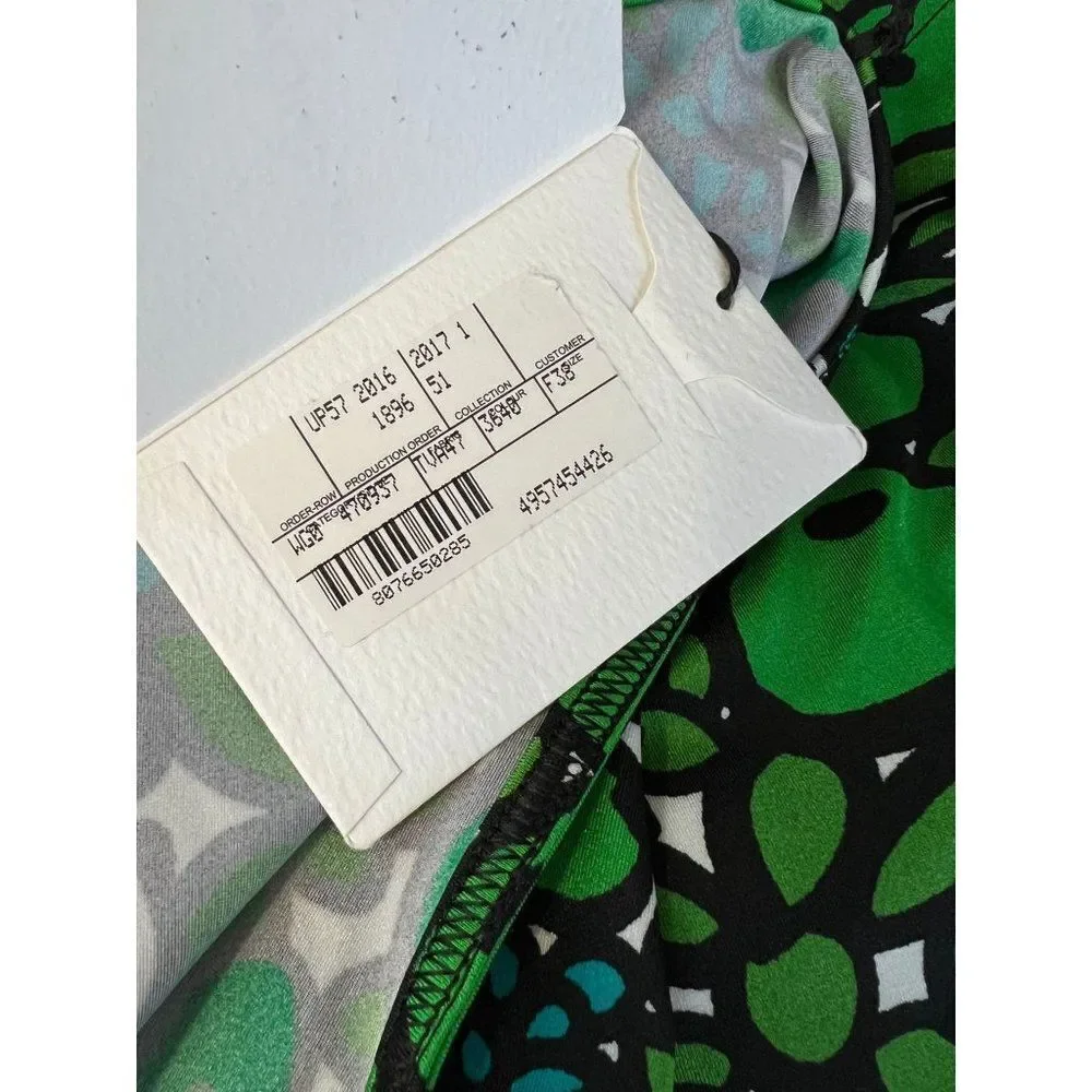 BALENCIAGA Green Hight Waist Floral Print Pleated Knee Length Skirt Size… - Picture 6 of 11